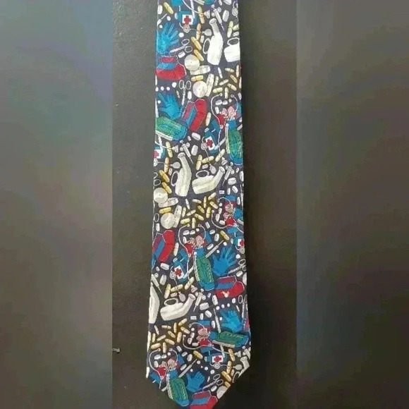 Donato By Dion Cough Please No  029 Men Dress Tie Doctor Medicine 100% Silk - Picture 2 of 6